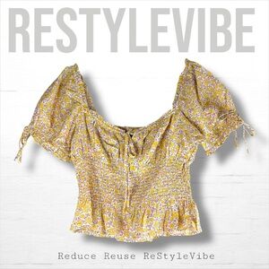 SUITE 2939 Women’s Size XL Top Shirt Blouse Floral Peasant Style Cropped